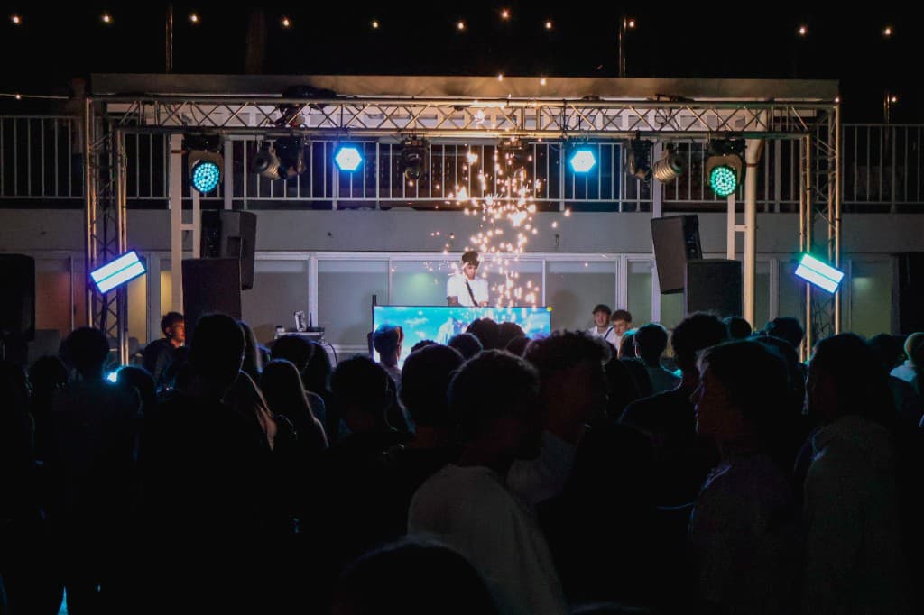 Aerial view of the pool-side dancefloor